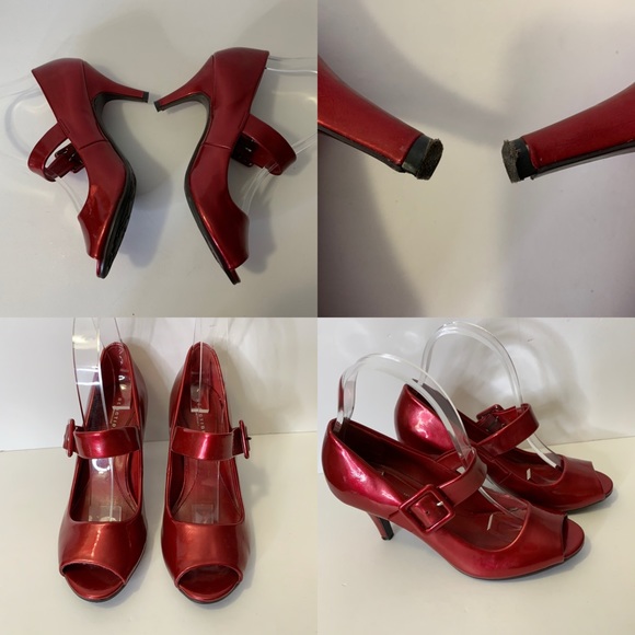 * SOLD* Kenneth Cole Red Peep Toe Heels 8.5 M - Picture 10 of 13